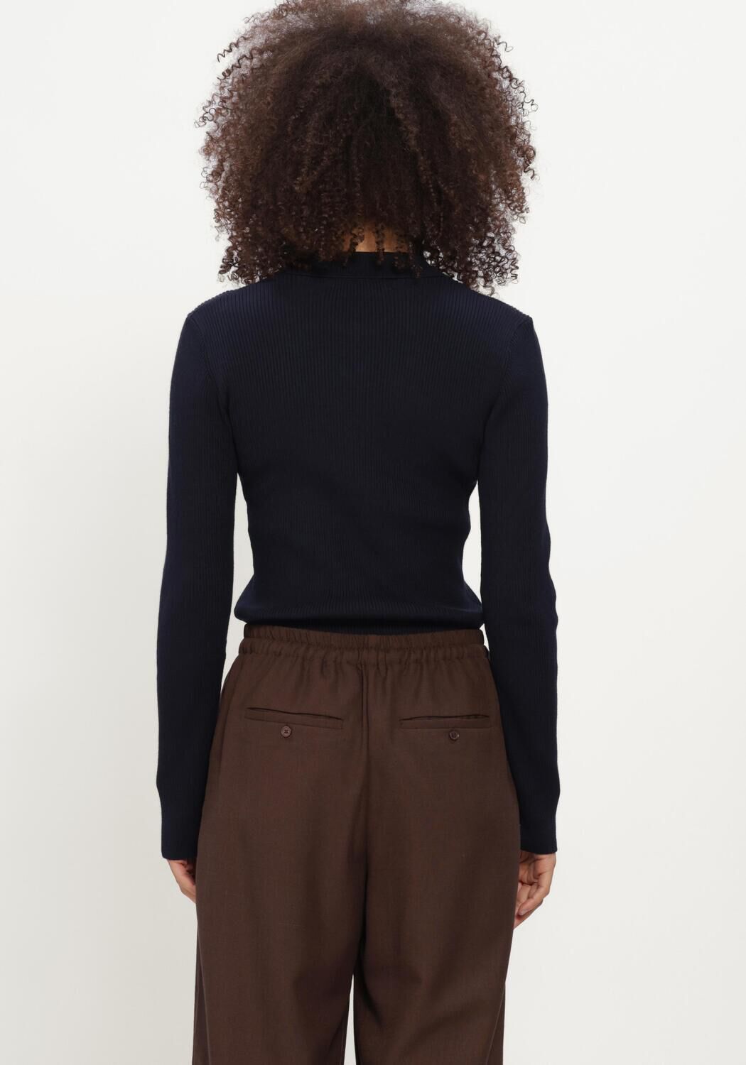 BRUUNS BAZAAR Col roul&eacute; ANEMONEBBVALEA KNIT POLO en bleu - large