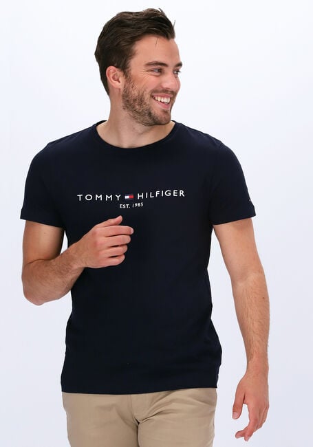 Blauwe TOMMY HILFIGER T-shirt TOMMY LOGO TEE - large