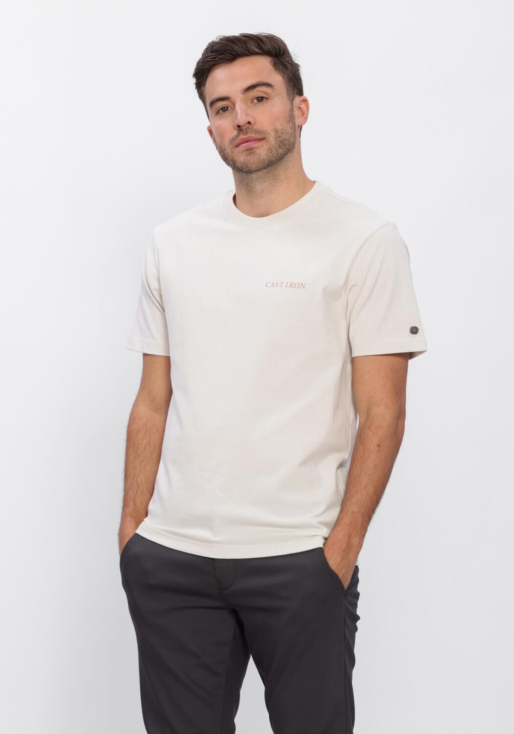 CAST IRON T-shirt RELAXED FIT PEACHED JERSEY en beige - large