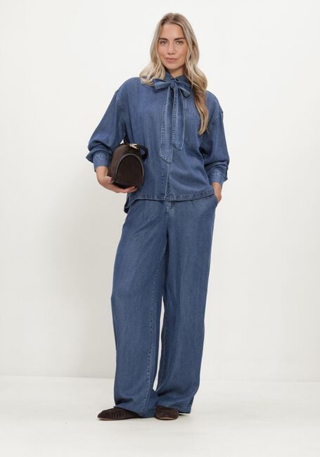 SIMPLE Pantalon large WV-HVY-TENCEL-26-3 en bleu - large