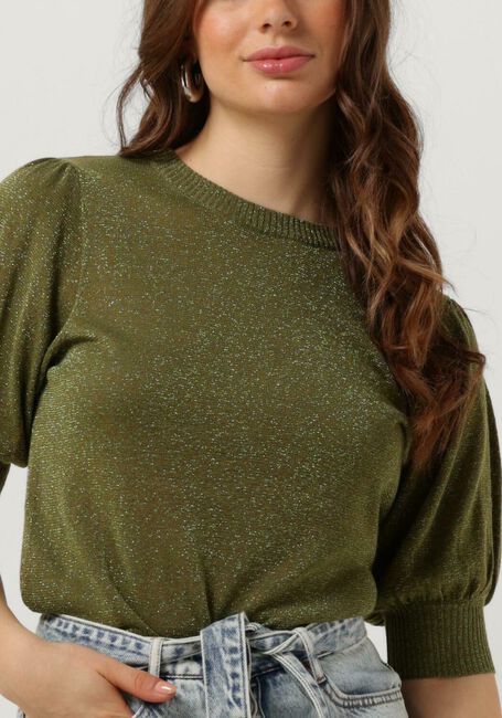 MINUS T-shirt LIVA PUFF SLEEVE METALLIC KNIT PULLOVER en vert - large