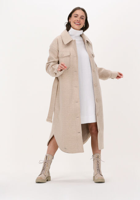 Beige NA-KD Mantel CHEST POCKET BELTED JACKET - large