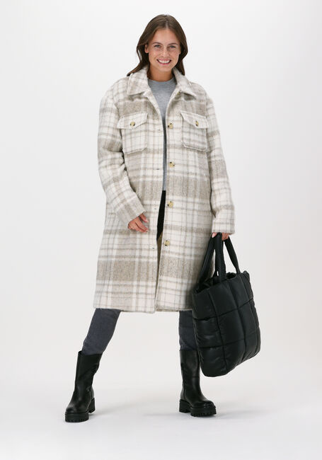 Beige NA-KD Mantel BRUSHED CHECKED CHEST POCKET L - large