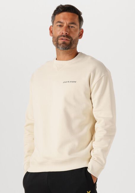 LYLE & SCOTT Chandail SCRIPT BRUSH BACK CREW NECK SWEATSHIRT en beige - large