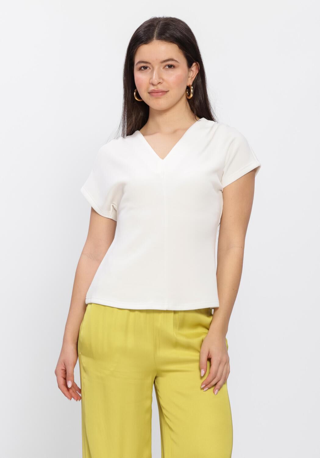 SELECTED WOMEN SLFTENNY SS V-NECK GATHERED TOP Hauts & T-shirts en blanc - large