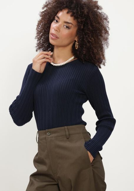 Donkerblauwe SELECTED WOMEN Trui SLWTOLEDO LS KNIT STRUCTURE ONECK - large