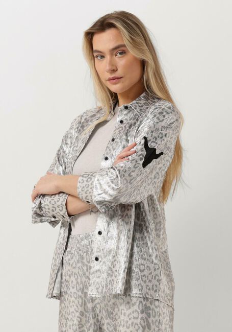 Zilveren ALIX THE LABEL  LADIES KNITTED LEOPARD BLOUSE - large