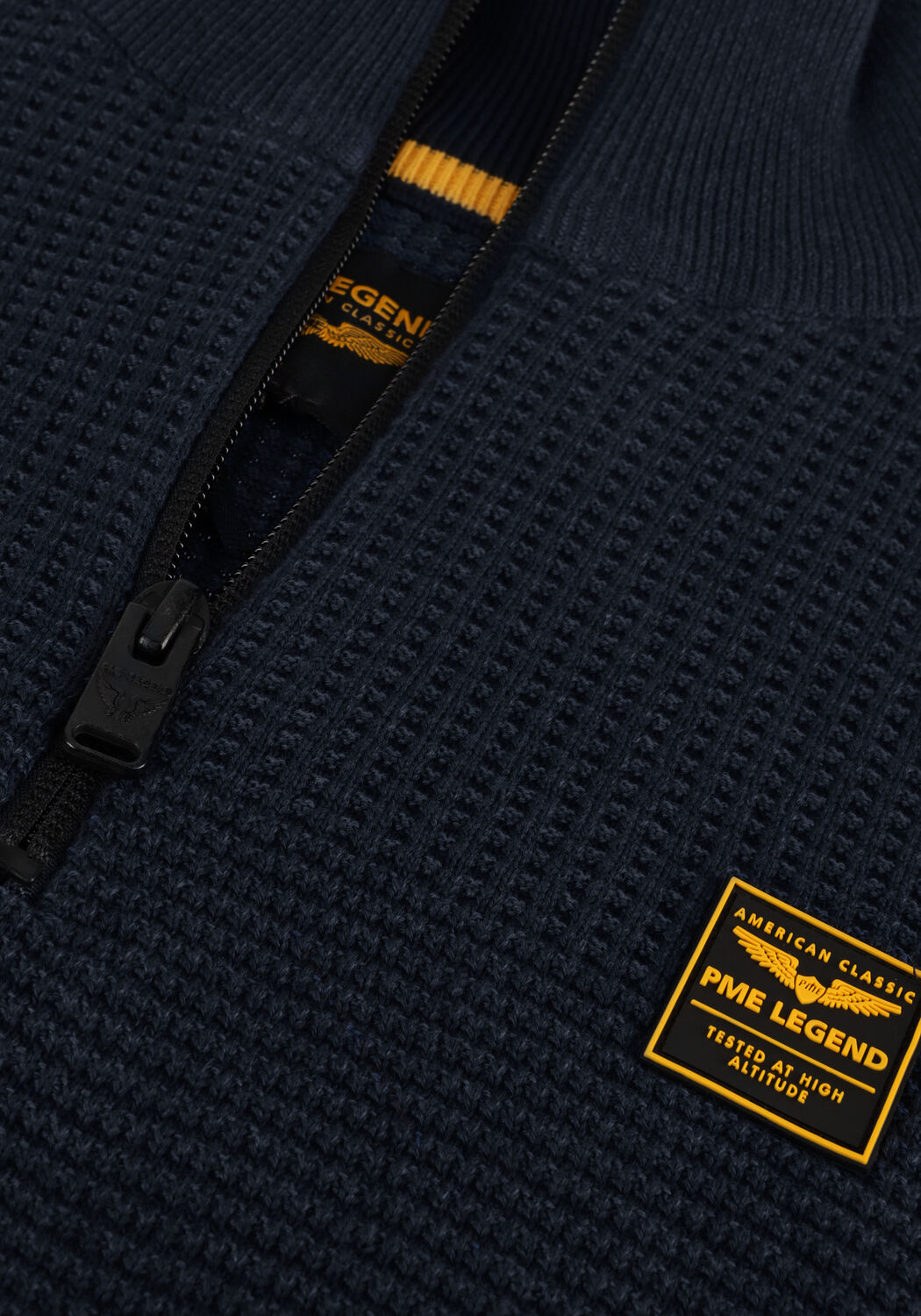 PME LEGEND Pull HALF ZIP COLLAR COTTON PLATED Bleu fonc&eacute; - large