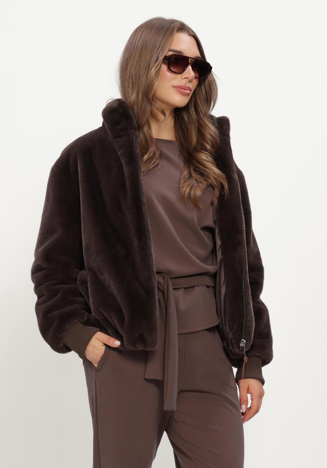 Bruine MOSCOW Faux fur jas 08-08-EVELYN-4 - large