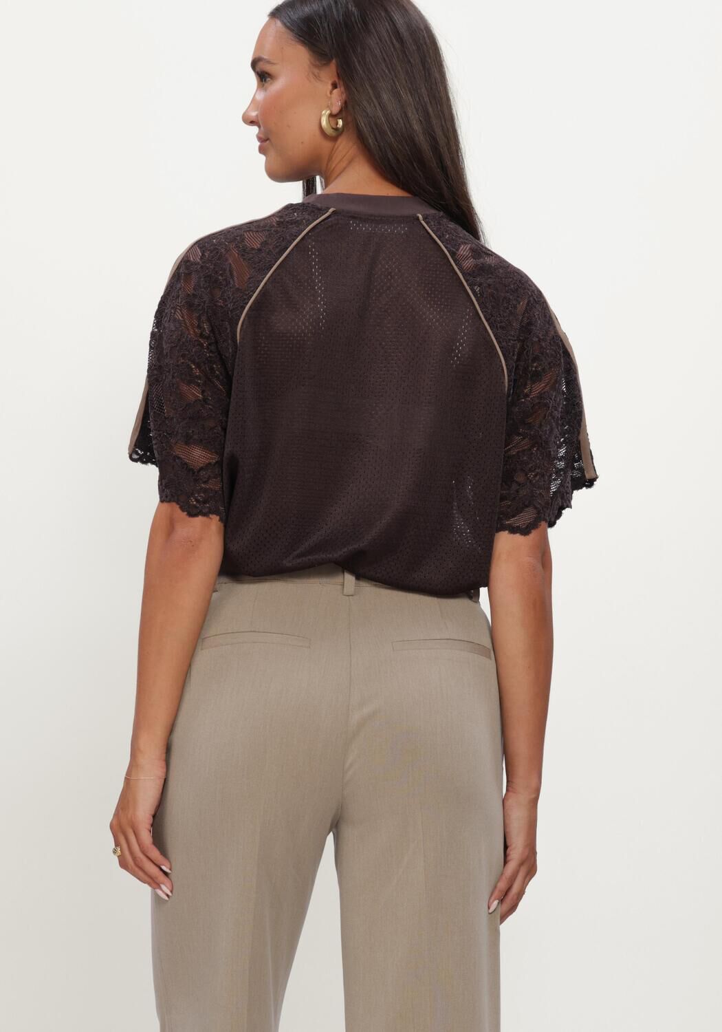 Bruine CO'COUTURE Top TREYCC LOGO LACE TEE - large