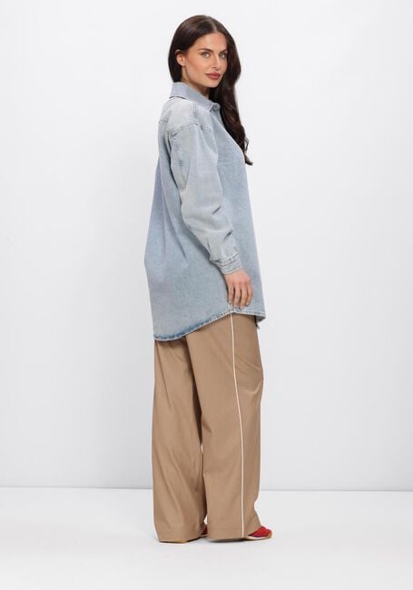 Lichtblauwe ALIX THE LABEL  LADIES WOVEN FLOWY DENIM OVERSIZED BLOUSE - large