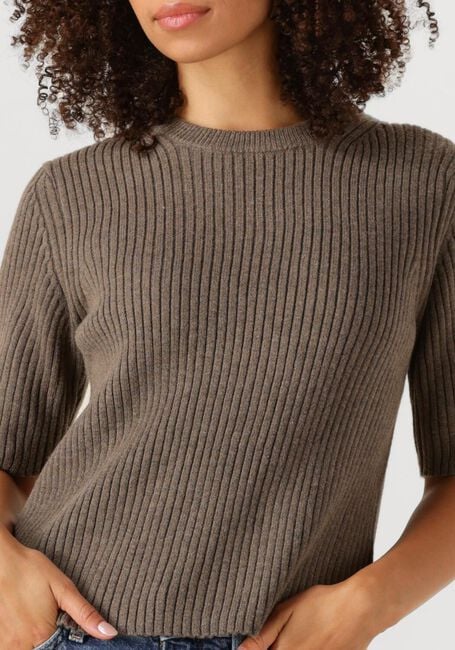 Bruine OBJECT Trui OBJELVA 2/4 RE O-NECK KNIT - large