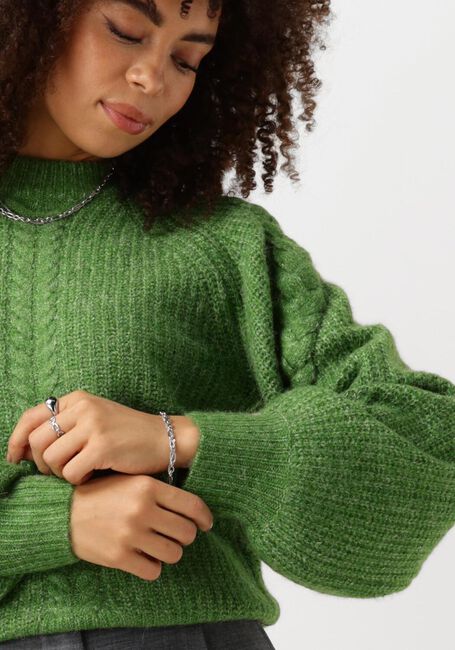 Groene OBJECT Trui OBJRUNA KNIT L/S RE PULLOVER - large