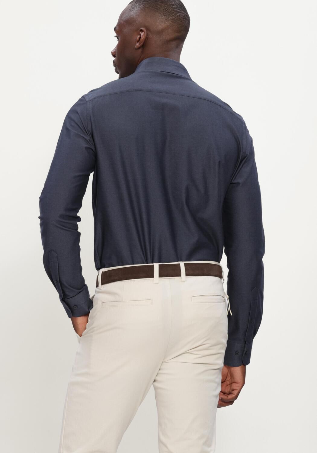 Donkerblauwe PROFUOMO Casual overhemd SHIRT X-CUTAWAY JAPANESE KNITTED - large