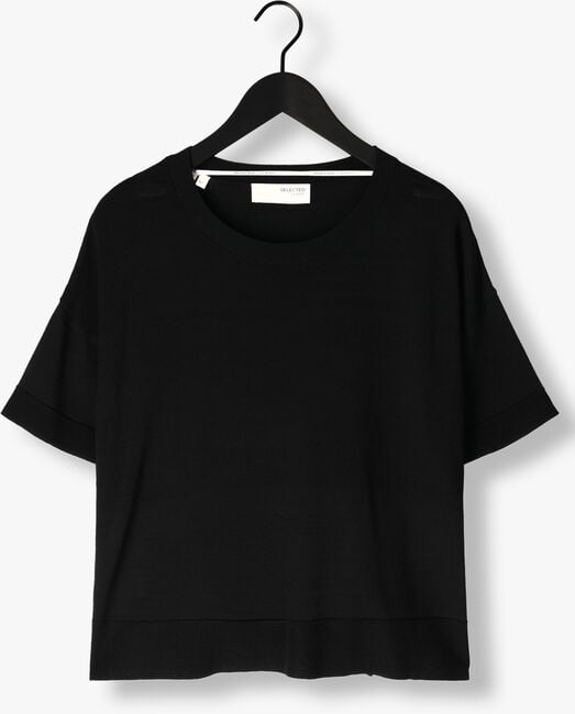 SELECTED FEMME T-shirt SLFWILLE SS KNIT O-NECK en noir - large