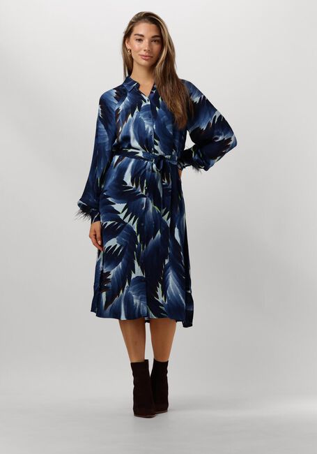 POM AMSTERDAM Robe midi JADA FEATHERS BLUE en bleu - large