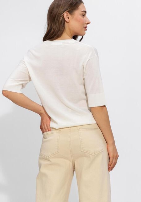 SELECTED WOMEN Pull SLFTHEA SS KNIT MERINO V-NECK Blanc - large