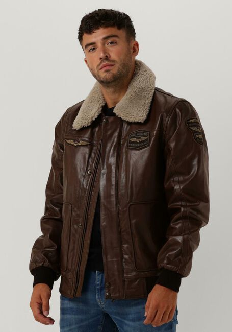 PME LEGEND Veste en cuir BOMBER JACKET HUDSON BUFF LEATHER en marron - large