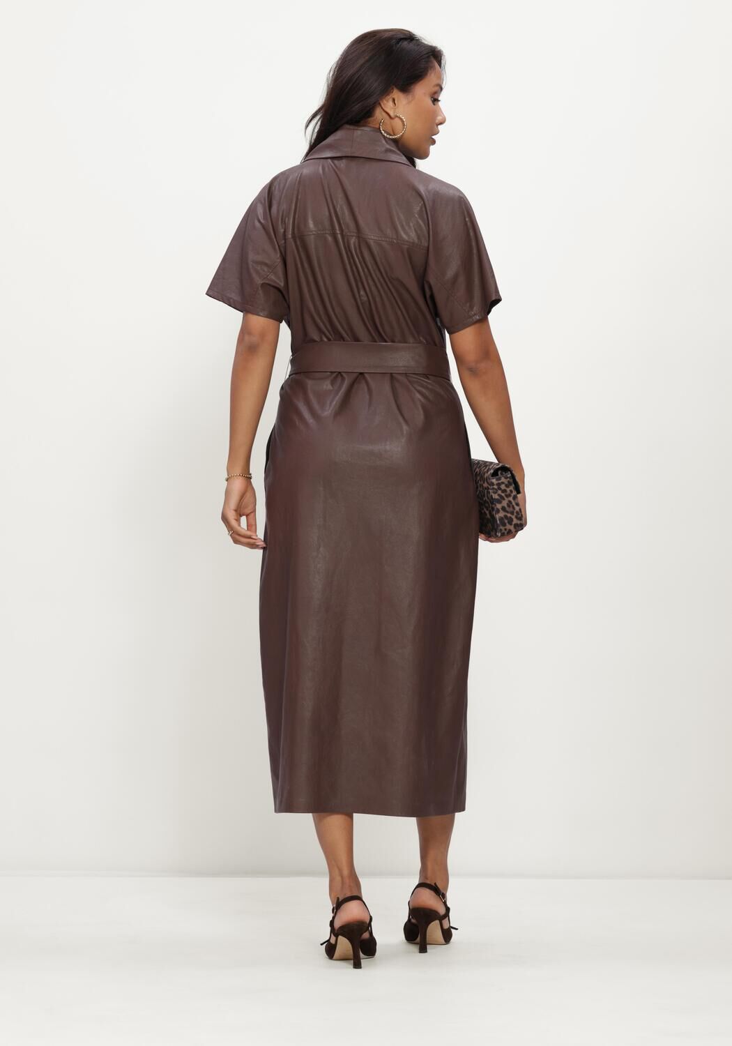 Bruine CAROLINE BISS Midi jurk 4105 - large