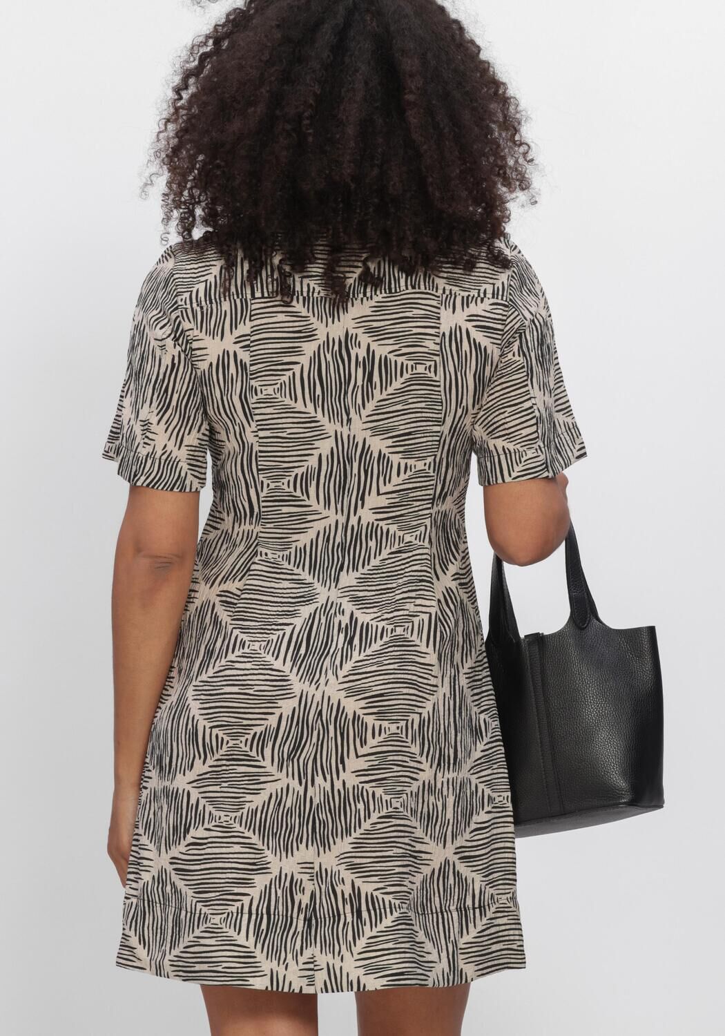 Beige OBJECT Mini jurk OBJNAJA S/S V-NECKSHORT DRESS - large