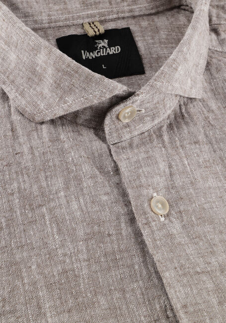 Bruine VANGUARD Casual overhemd LONG SLEEVE SHIRT LINEN COTTON BLEND 2 TONE - large