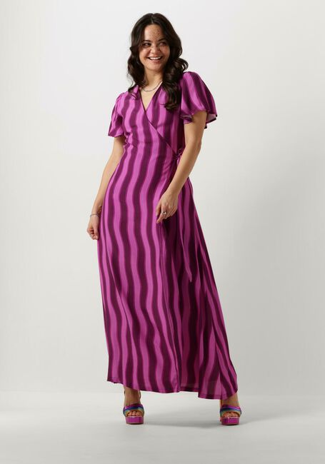 COLOURFUL REBEL Robe maxi AVA STRIPES REAL WRAP MAXI DRESS en violet - large
