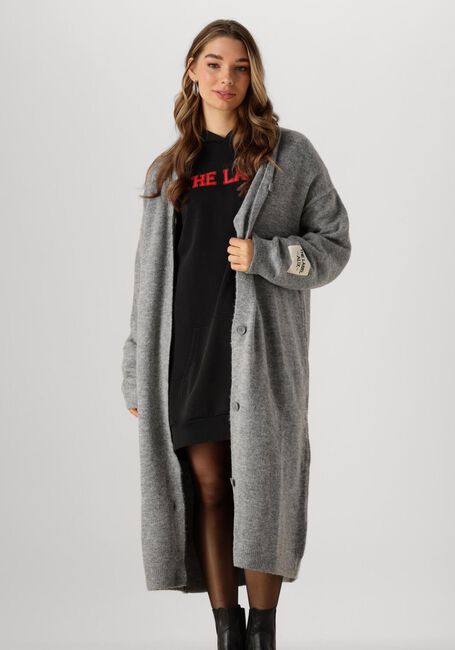 ALIX THE LABEL Gilet LADIES KNITTED FLUFFY LONG en gris - large