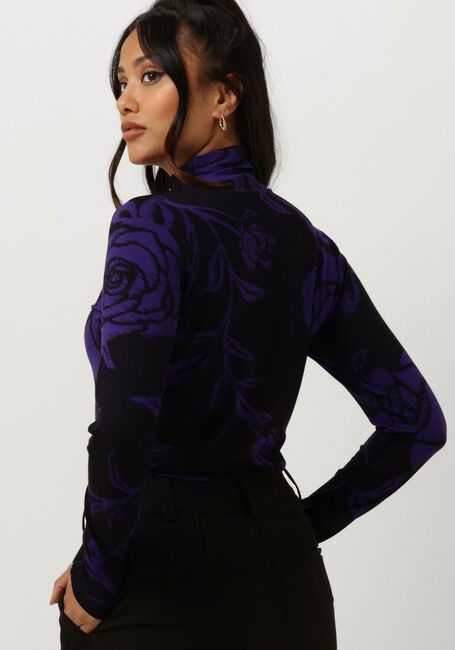Paarse JANSEN AMSTERDAM Tops & T-shirts VBF101 JERSEY PRINT TOP WITH WRINKLING AT TURTLE NECK - large