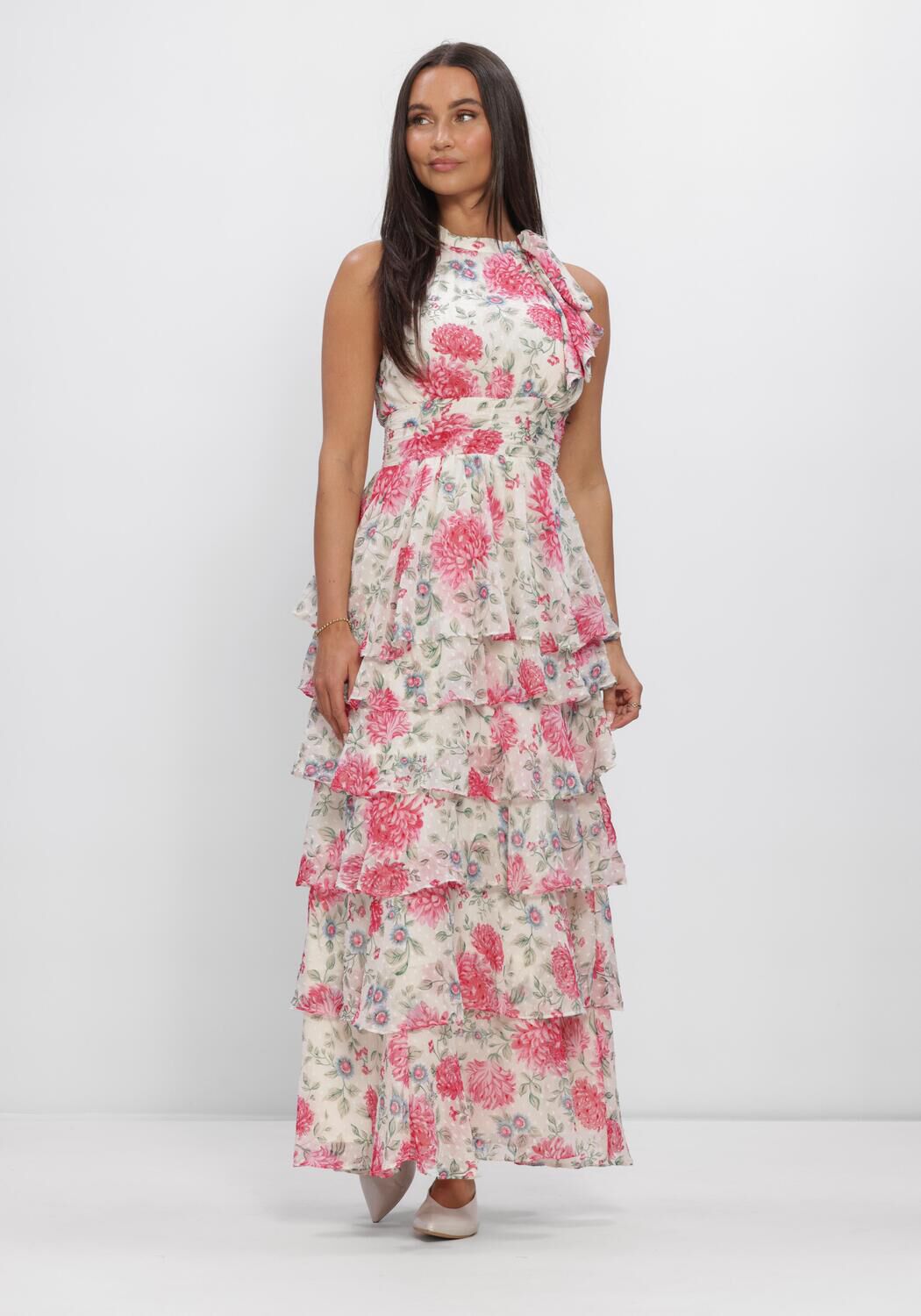 NEO NOIR Robe maxi MARLI BIG FLOWER DRESS Cr&egrave;me - large