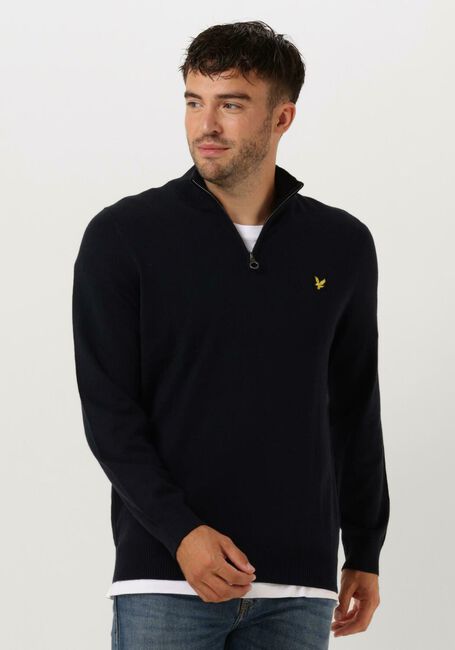 LYLE & SCOTT Pull COTTON MERINO QUARTER ZIP JUMPER Bleu foncé - large