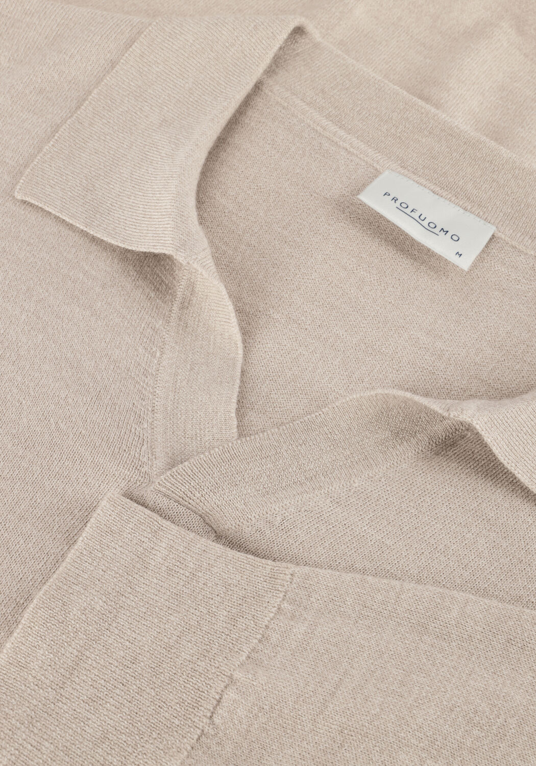PROFUOMO Polo POLO OPEN COLLAR LS MERINO en beige - large