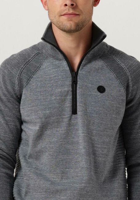 Donkerblauwe CAST IRON Trui HALF ZIP COLLAR COTTON HEATHER PLATED HALF ZIP - large
