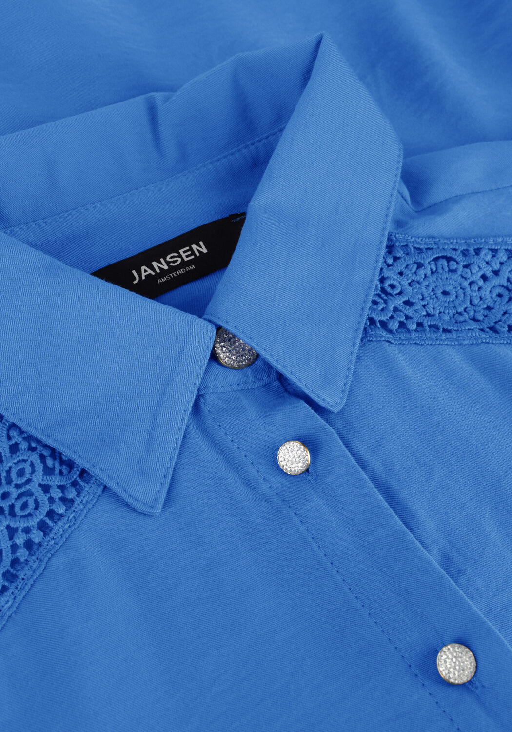 JANSEN AMSTERDAM W754 BLOUSE LACE DETAILS AND LONG PUFFSLEEVES Blouses en bleu - large