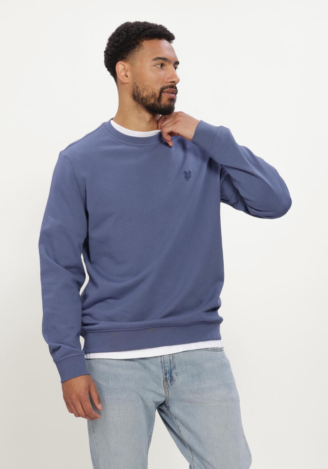 LYLE & SCOTT Pull SUPERFINE CREW NECK SWEATSHIRT en bleu - large