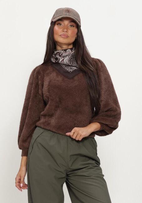 Bruine CATWALK JUNKIE Trui FUZZY PUFF SLEEVE KNIT - large