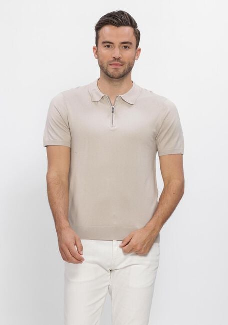 PURE PATH Polo ZIP KNITTED POLO en beige - large