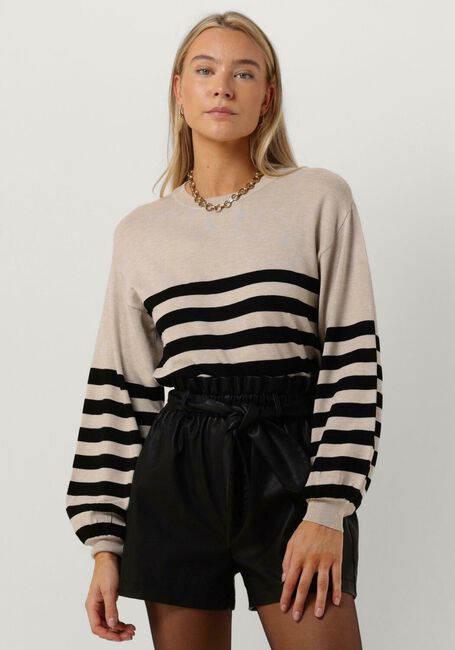 MINUS Pull PERLA STRIPED KNIT PULLOVER en beige - large