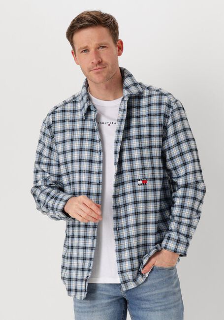 Blauwe TOMMY JEANS Casual overhemd TJM BADGE FLANNEL SHIRT EXT - large