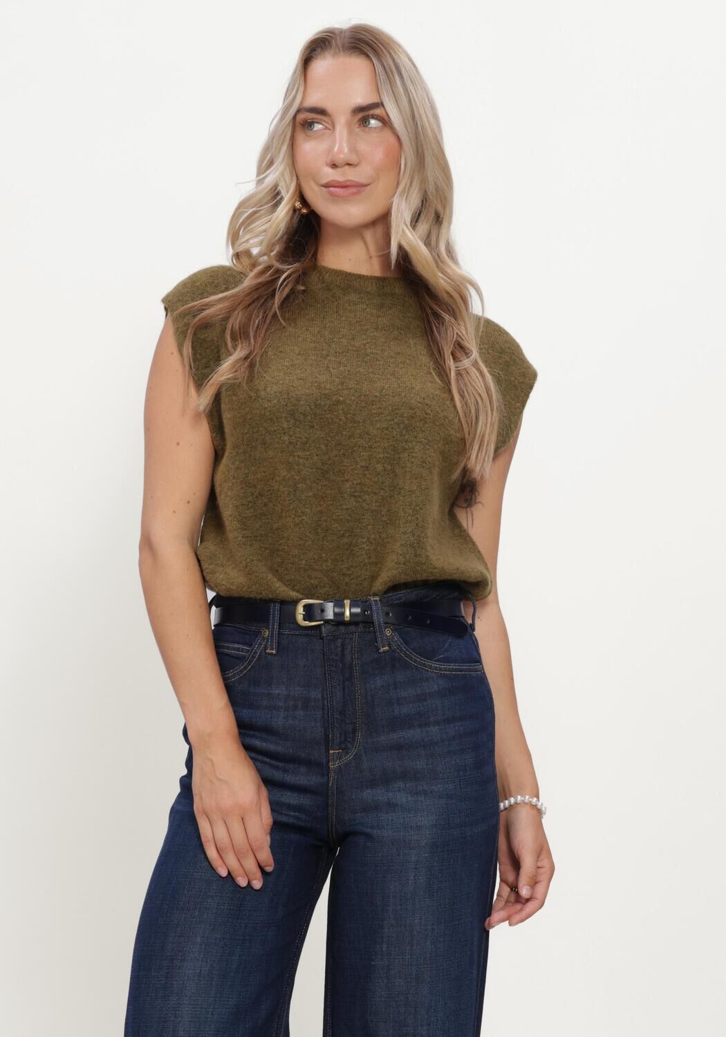 Olijf SELECTED WOMEN Trui SLWLULU SL KNIT VEST - large