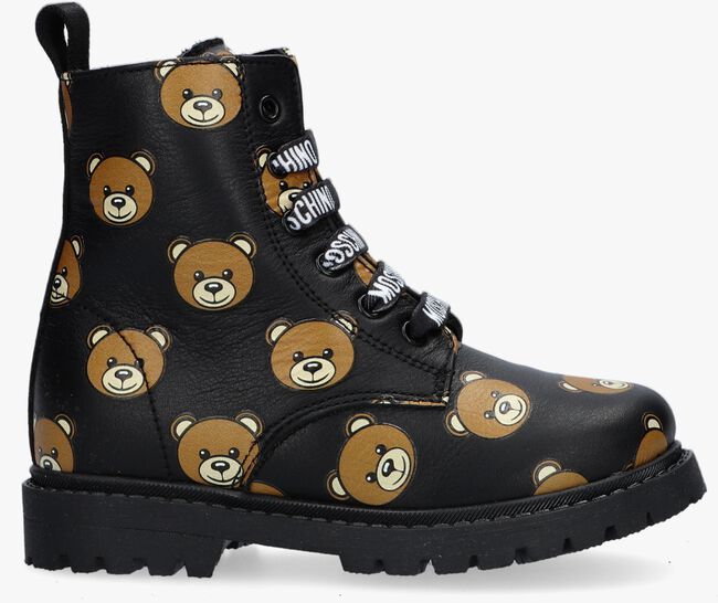 MOSCHINO BOOTIE ALL-OVER TEDDY BEAR Bottines à lacets en noir - large