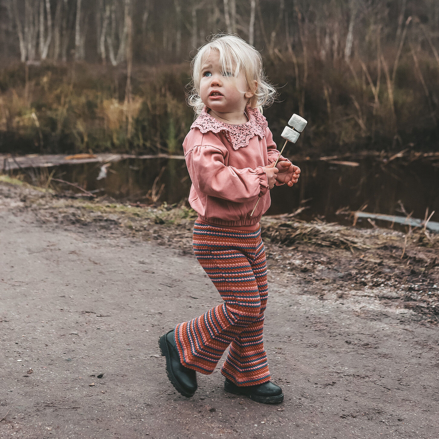 Roze YOUR WISHES Trui FRENCH KNIT CROCHET SWEATER - large