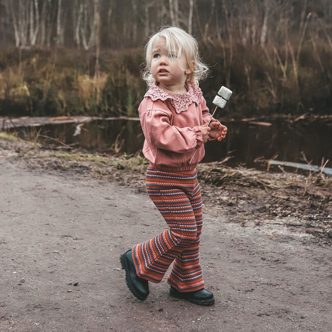 Roze YOUR WISHES Trui FRENCH KNIT CROCHET SWEATER - large