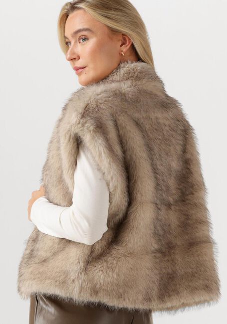Taupe NEO NOIR Bodywarmer KEVINI FAUX FUR VEST - large