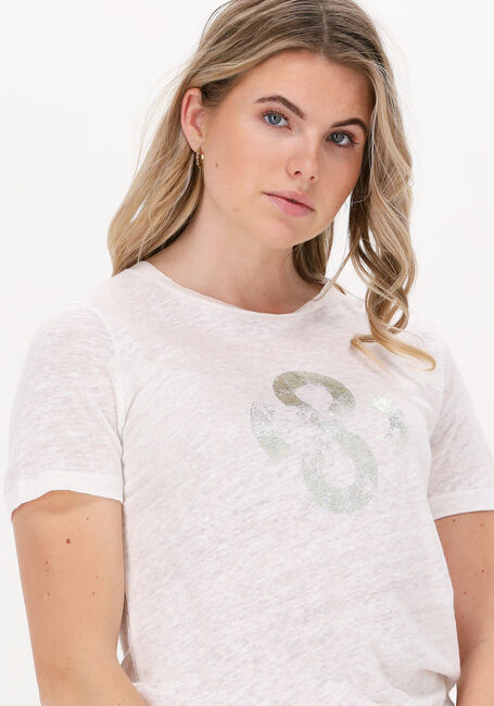 Gebroken wit SUMMUM T-shirt TEE LOGO ARTWORK LINEN JERSEY - large