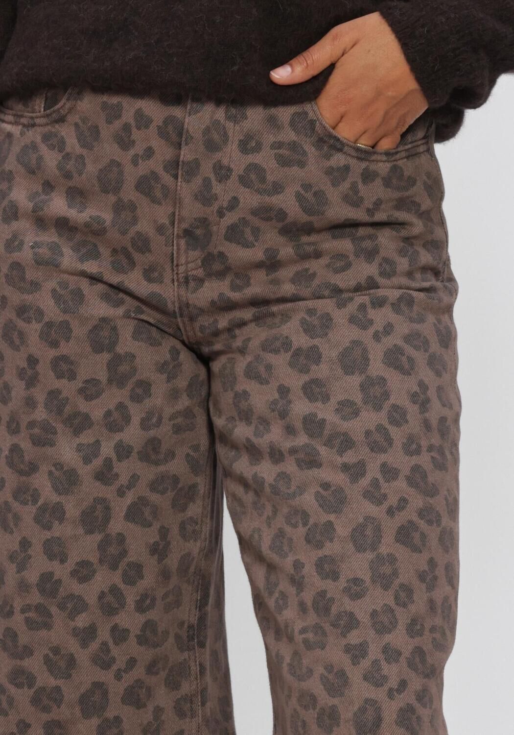 Bruine BY-BAR Wijde broek LEW CHEETAH CHOCOLATE PANTS - large