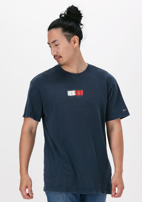 Donkerblauwe TOMMY JEANS T-shirt TJM VINTAGE FLAG PRINT TEE - large