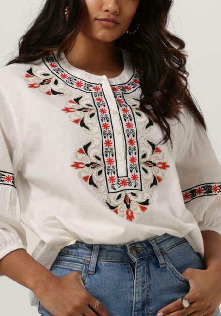 Witte SUMMUM  BLOUSE COTTON VOILE EMBROIDERED - large