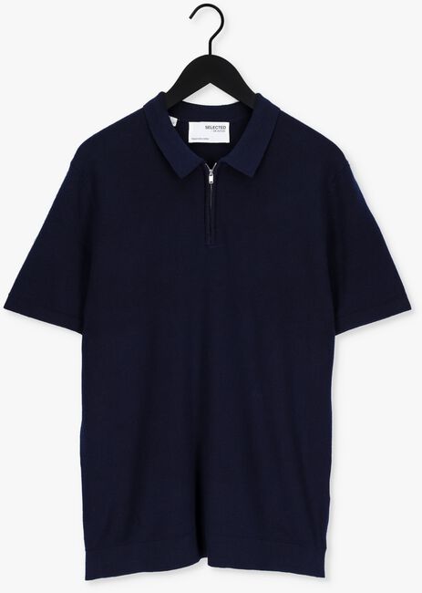Donkerblauwe SELECTED HOMME Polo SLHFLORENCE SS KNIT ZIP POLO B - large