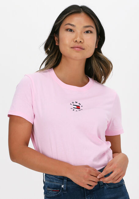Roze TOMMY JEANS T-shirt TJW SLIM TINY TOMMY 2 TEE - large