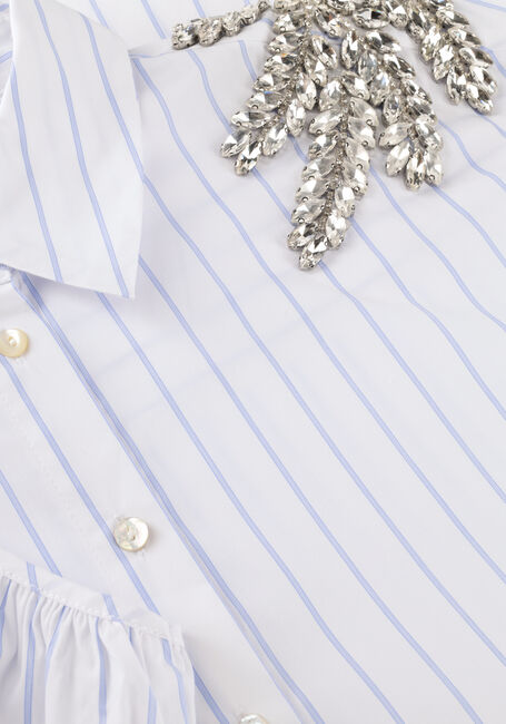 Witte JANSEN AMSTERDAM  PARISA BLOUSE CS 772 STRIPE 3/4 SLEEVE SHINY STONES EMBELLISSEMENT AT SHOULDER - large